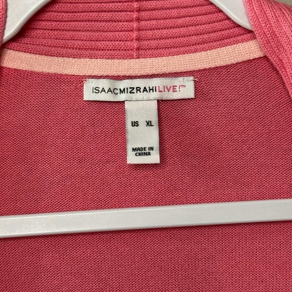 Isaac Mizrahi Live XL long Sleeve open Cardigan double Pockets Pink work office - Picture 4 of 8